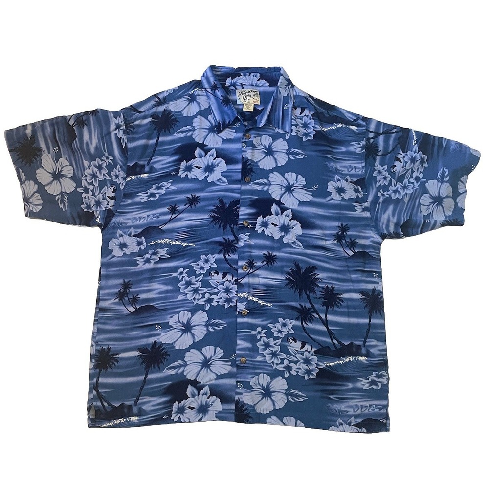 Big Dogs VTG Mens 2XL Short Sleeve Button Down Hawaiian Tropical Shirt‎ Vintage